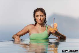 Talia Mint, pornstar, looking at viewer, women, Ukrainian, Ukrainian women,  Blacked, green swimsuit, watermarked | 3000x2000 Wallpaper - wallhaven.cc