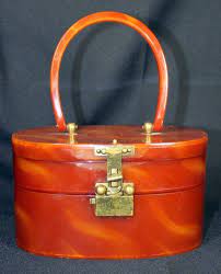 Vintage Bakelite Hard Plastic Mahogany Color Handbag Purse 1930s