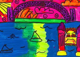 In The Art Room Ken Done Inspired Sydney Harbour Bridge Kindergarten Art Elementary Art Projects Montessori Art