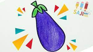 วาดร ประบายส ไม สวยๆ วาดร ปมะเข อ how to draw a eggplant step by step