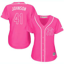 Majestic Authentic Randy Johnson Womens Pink Mlb Jersey