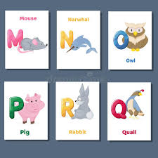 Showing students real life photos and making an anchor between those photos and the alphabets is extremely important for kindergartners. Alphabet Bedruckbare Flashcards Vector Sammlung Mit Buchstaben M N O P Q R Zootiere Fur Englische Sprachbildung Vektor Abbildung Illustration Von Sprache Kind 118089261