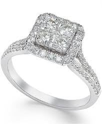 Macy S Square Diamond Cluster Engagement Ring 3 4 Ct T W In 14k White Gold Shopstyle Women S Fashion Diamond Cluster Engagement Ring Diamond Engagement Rings Cluster Engagement Ring