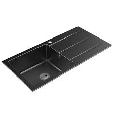 Granite sinks made of silgranit remain as they are. Abode Zero 1 0 Bowl Black Metallic Granite Kitchen Sink With Drainer Aw3007