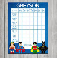 Lego Superhero Themed Chore Chart Reward Chart By Greyink
