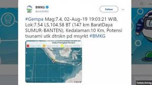 Jumat, 6 agustus 2021 19:23. Info Bmkg Peringatan Dini Tsunami Untuk Wilayah Banten Bengkulu Jawa Barat Lampung Tribun Bali