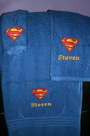 Personalised towels and tea towels will ensure you can give a lovely personal home gift to a newly married couple or those moving into their first new home. Superman Logo Personalized 3 Piece Bath Towel Set Superman Superhero Towels 20 33 Picclick Uk