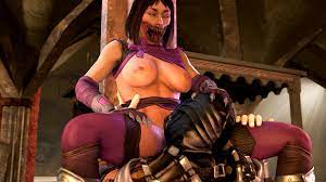 1boy 1boy1girl 1girls 3d 3d (artwork) against wall big breasts  breasts cunnilingus dark hair edenian exposed breasts hand on head  interspecies lifting long tongue mileena mortal kombat mortal kombat