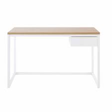 Bureau 1 Tiroir En Metal Blanc Igloo Sur Maisons Du Monde Piochez Parmi Nos Meubles Et Objets Deco Et Fai Schubladen Schreibtisch Designs Kleiner Schlafzimmer