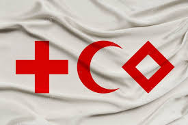 Black And White Flag With Red Cross Silk Flag Of Organization Red Cross Crescent Rhombus Close Up Copy Space With Images Red Cross Infographic Design Inspiration Brochure Design Inspiration