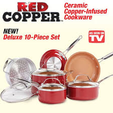 Red Copper Ceramic Cookware Set 10 Pc Ceramic Cookware Set Red Copper Cookware Copper Cookware Set