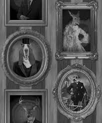 Muriva Papier Peint Rayures Vintage Chiens Dans Cadres Cerfs Rennes Noir Blanc Gris J59309 Amazon Fr Cuisine Ma Papier Peint Rayures Papier Peint Vintage