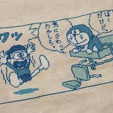 aiccio on twitter cross stitch embroidery doraemon