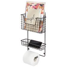 Whether you read, text, or smoke in the bathroom, this holder has you covered! Mdesign Bathroom Storage Unit Wall Mounted Organiser With Toilet Roll Holder And 2 Baskets Spacious Magazine Shelf And Accessory Tray Bronze Buy Online In Turkey At Turkey Desertcart Com Productid 101195554