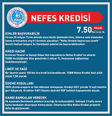 Nefes kredisi sadece kobi̇'ler tarafından kullanılabilen bir kredi çeşidi olduğu için yalnızca kobi̇'ler başvuruda bulunabilirler. Tanoglu Nefes Kredisi Nin Yeniden Basladigini Duyurdu Erzincan Ticaret Ve Sanayi Odasi