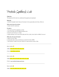 protein synthesis lab