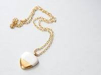 items similar to mainsail nautical porcelain necklace jewelry white with 22k gold and chain beach porcelain necklace porcelain jewelry ceramic jewelry