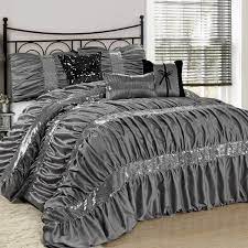 The Ciara Sequin Accent Ruched Gray 7pc Comforter Bedding Set Comforter Sets Comforter Bedding Sets Bedding Sets