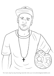 Learn How To Draw Neymar Jr Footballers Step By Step Drawing Tutorials Soccer Drawing Neymar Jr Football Drawing