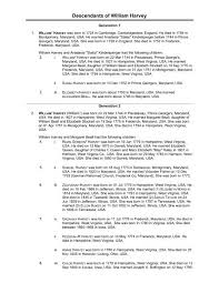 Descendants of William Harvey