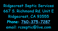 For septic services , contact d & s septic services in bridgeport, tx. Ridgecrest Septic Services Utilities Septic Systems Portable Toliets Ridgecrest Chamber