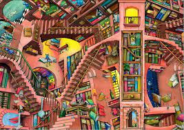 The bizarre bookshop colin thompson 500 pc jigsaw puzzle 19.5 x 14.25 ravensburger #81362. The Ludicrous Library By Colin Thompsonravensburger Puzzles Fiction Books