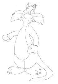 Baby sylvester cat drinking milk with a straw and eating chocolate chip cookies, donuts and apples. Sylvester Coloring Pages Coloring Home