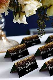 Black And Gold Glitter Tent Wedding Place Card Place Cards Etsy Gold Glitter Wedding Glitter Wedding Wedding Place Cards