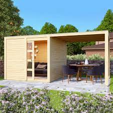 Beim kauf einer neuen sauna oder eines neues gartenhaus eine große palette aus verschiedenen zubehörteilen gleich mit bestellen. Gamoni De Ich Liebe Meinen Garten Karibu Gartenhaus Qubic 1 Inkl Anbaudach Naturbelassen