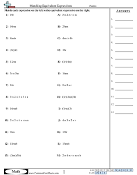 Algebra Worksheets Matching Equivalent Expressions Worksheet Equivalent Expressions Algebra Worksheets Algebraic Expressions