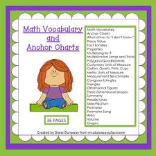 Math Vocabulary Anchor Charts Worksheets Teaching