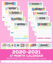 You can either print the january calendar individually, or download the complete 2021 calendar in the design of your choosing. 2020 2021 Free Printable Monthly Calendar Happiness Is Homemade