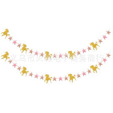 拉花 彩带 彩条 速卖通亚马逊热卖闪粉独角兽五角星拉花拉旗派对装饰场地跨境专供