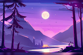 Day And Night Mountain River Desktop Wallpaper Art Anime Scenery Wallpaper Scenery Wallpaper