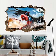 cartoon spiderman iron man wall decals for kids rooms decor 3d effect  decorative wall stickers diy posters gift pvc mural art|wall decals|wall  stickerdecorative wall stickers - AliExpress
