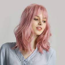 Maybe you would like to learn more about one of these? Amazon Com Pastel Pink Hair Wig For Women Girls 14 Short Synthetic Cosplay Wigs With Air Bangs Bob Curly Wavy Blend Wigs Shoulder Length Easter Christmas Halloween Costume Party Black Wig Cap
