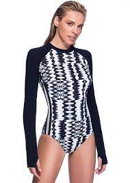 Gottex Profile Sport White Noise Rash Guard Swimsuit Rashguard Swimsuit Fashion Clothes Women Sport Swimwear