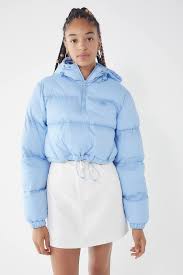 Fila Uo Exclusive Nariko Cropped Puffer Jacket Blue Puffer Jacket Puffer Jackets Best Clothing Brands