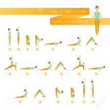 Surya — surya namaskar mantra 16:29. Vector Yoga Set In Flat Style Surya Namaskar B Sun Salutation Royalty Free Cliparts Vectors And Stock Illustration Image 58204682