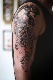 Black And White Space Arm Sleeve Tattoo Black And Grey Spaceman Half Sleeve In Progress By Adam Jelinski At Anatomy Tattoo In Portland Oregon Tattoos Sleeve Tattoos Picture Tattoos