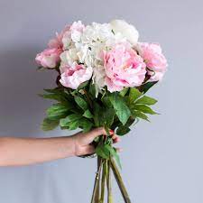 Peonies are native to asia, europe and western north america. Faux Hydrangea And Peony Bouquet By Deluxe Blooms Notonthehighstreet Com