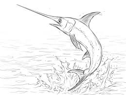 Swordfish Jumping Out Of Water Coloring Page Free Printable Coloring Pages Fish Coloring Page Fish Drawings Coloring Pages