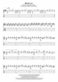 Believer Imagine Dragons Fingerstyle Solo Guitar Tab Guitar Tabs Believer Imagine Dragons Imagine Dragons