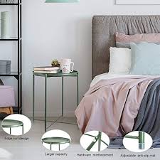 Complete your bedroom with a beautiful linear nightstand beside your bed. Danpinera End Table Side Table Metal Waterproof Small Circular Bedside Table With Round Removable Tray For Living Room Bedroom Bathroom Balcony And Office Dark Green Pricepulse