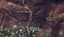 Image of Montecito mudslide map before and after