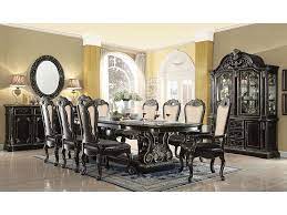 This handsome dining table and chair set will look great in your dining room with its traditional. Ebony Black With Gold Brush Dining Set Shop For Affordable Home Furniture Decor Outdoors And More Dining Table Formal Dining Tables Dining Table Setting