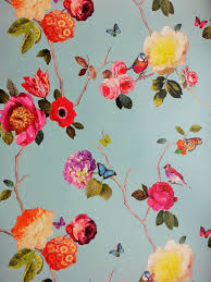 Arthouse Opera Charmed Teal Birds Botanical Floral Feature Wallpaper 889800 Flower Illustration Wallpaper Feature Wallpaper