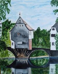 Houses On A Bridge In Bad Kreuznach In Germany Art Print By Christine Huwer Art Prints Painting Photos Fine Art