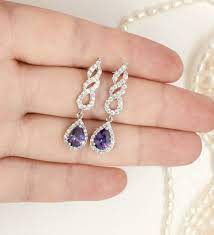 Purple Bridal Earrings Amethyst Earrings Dangle Wedding Etsy Purple Amethyst Earrings Amethyst Earrings Amethyst Teardrop Earrings