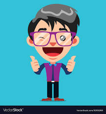 Funny guy cartoon character with glasses Vector Image